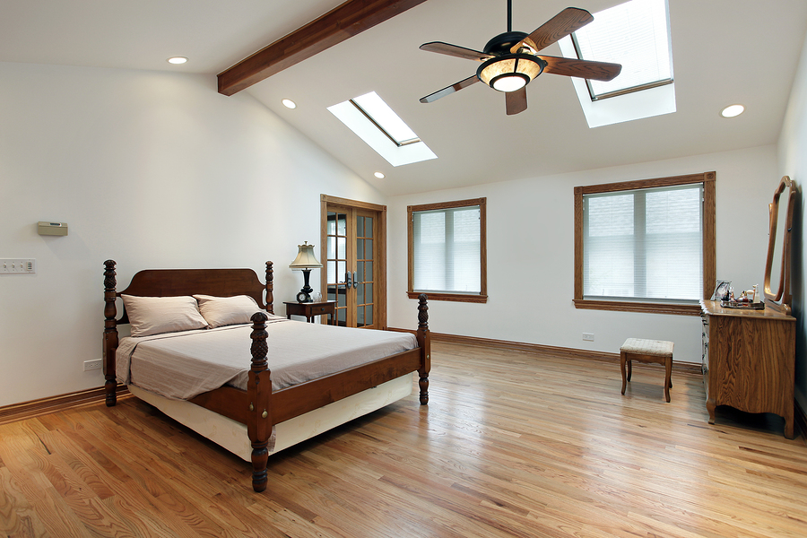 Master bedroom in luxury home with two skylights skylights in harrisonburg virginia