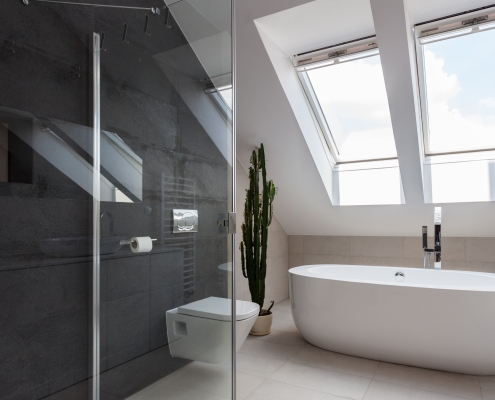 Skylight above bathtub