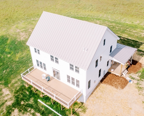 Overhead shot of a metal roof